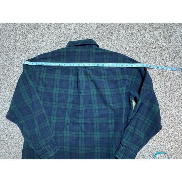 L.L. BEAN Long sleeve Flannel, collared shirt, size Large, Blue & Green; Plaid - Picture 5 of 7